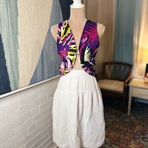 Future Collective Alani Noelle Purple & Yellow Tropical Print Bandeau Crop Top